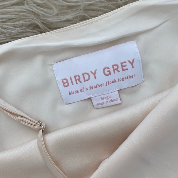 Birdy Grey Champagne Satin Sleeveless Cowl Neck Lisa Midi Bridesmaid Dress - Picture 11 of 12